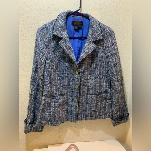 Nina McLemore Womens Jacket Blazer Multicolor Tweed Virgin Wool Made in USA - Picture 1 of 8